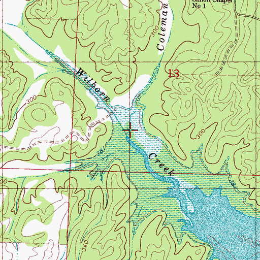 Topographic Map of Coleman Creek, MS