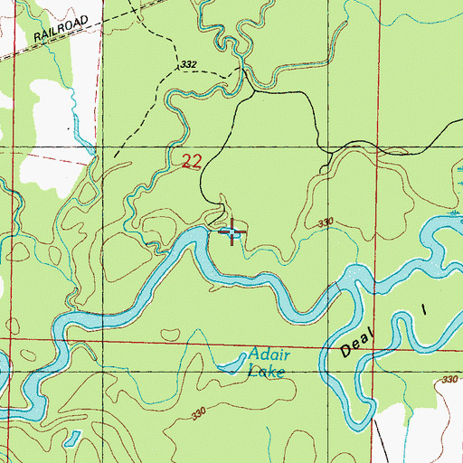 Topographic Map of Coles Ford Lake, MS