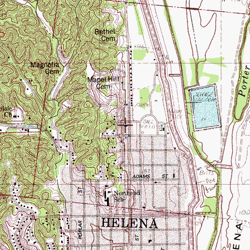 Topographic Map of Calvary Baptist Church, AR