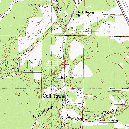 Topographic Map of Coll Town, MS