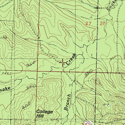 Topographic Map of College Branch, MS