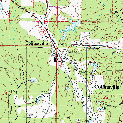 Topographic Map of Collinsville, MS