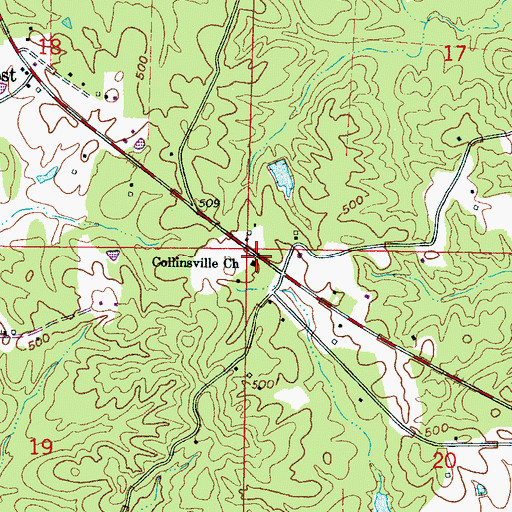 Topographic Map of Collinsville Church, MS