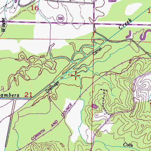 Topographic Map of Coln Branch, MS