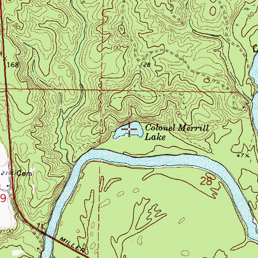 Topographic Map of Colonel Merrill Lake, MS