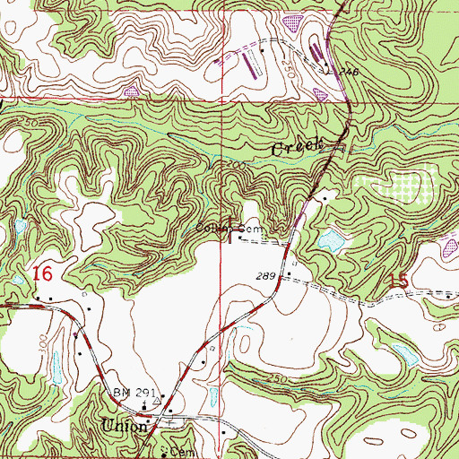 Topographic Map of Coltins Cemetery, MS