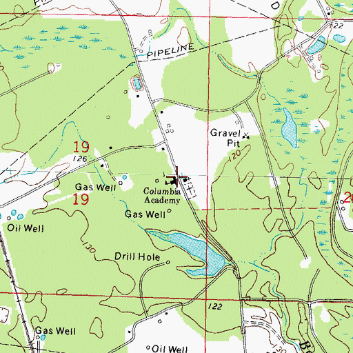 Topographic Map of Columbia Academy, MS