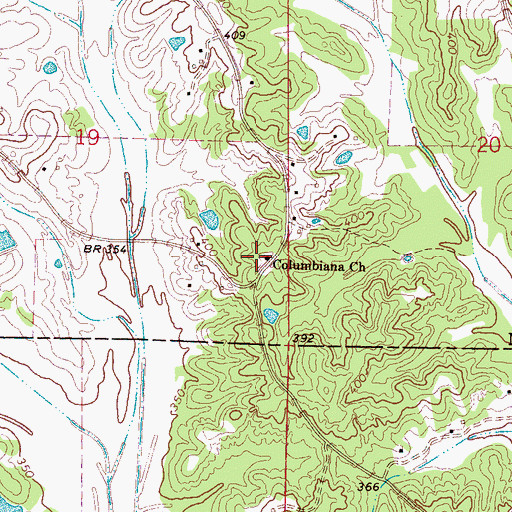 Topographic Map of Columbiana Church, MS