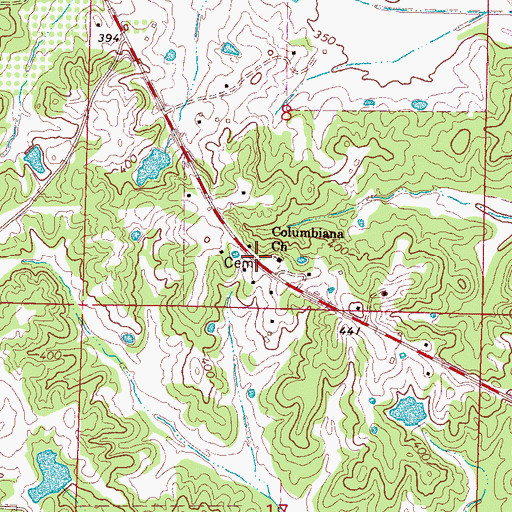 Topographic Map of Columbiana Church, MS