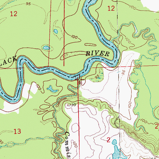 Topographic Map of Commissioners Creek, MS