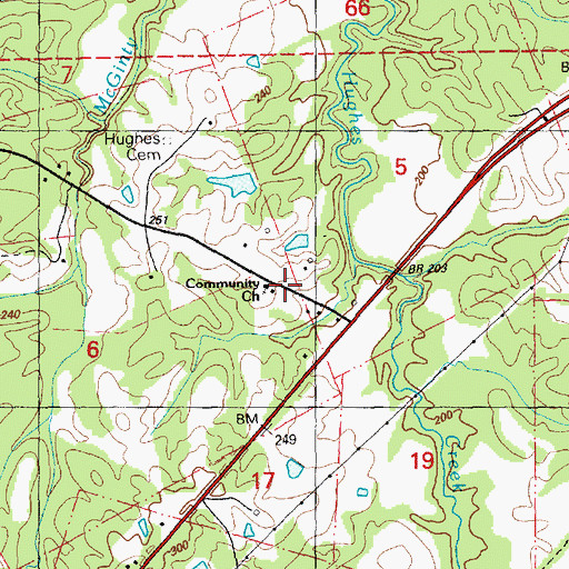 Topographic Map of Community Church, MS