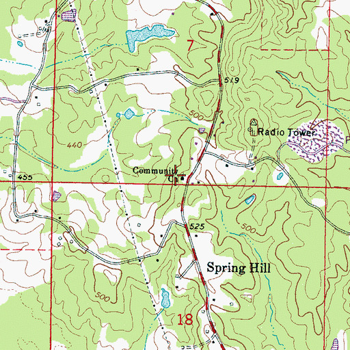 Topographic Map of Community Church, MS