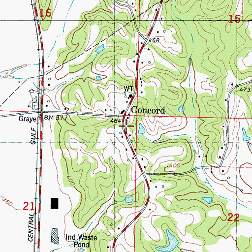 Topographic Map of Concord, MS