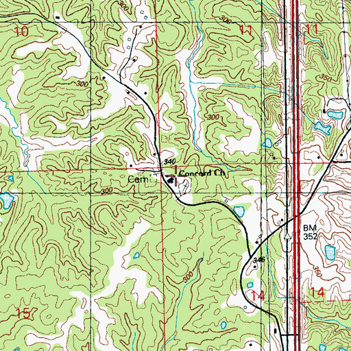 Topographic Map of Concord Church, MS
