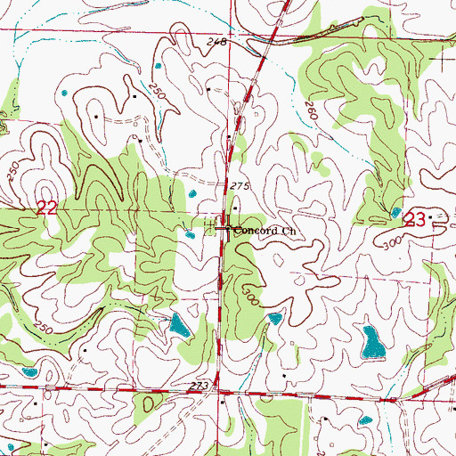 Topographic Map of Concord Church, MS