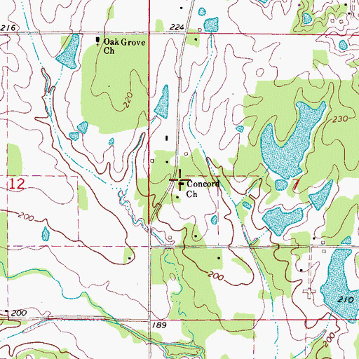 Topographic Map of Concord Church, MS
