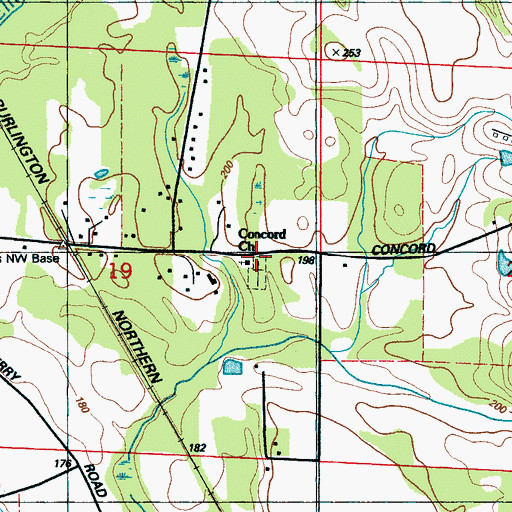 Topographic Map of Concord Church, MS