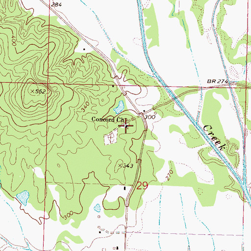 Topographic Map of Concord Church, MS