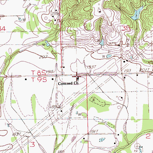 Topographic Map of Concord Church, MS