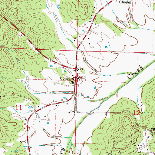 Topographic Map of Concord Church, MS