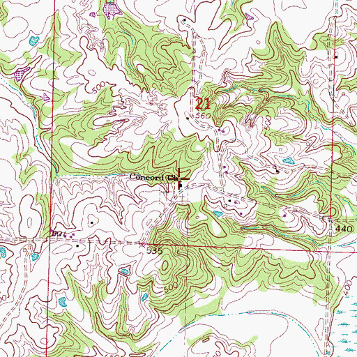 Topographic Map of Concord Church, MS