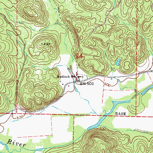 Topographic Map of Antioch Church, AR