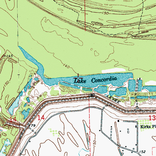 Topographic Map of Lake Concordia, MS