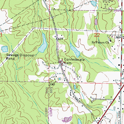 Topographic Map of Confederate Cemetery, MS