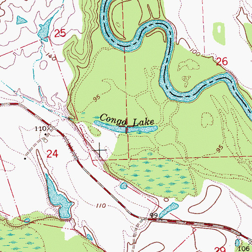 Topographic Map of Congo Lake, MS