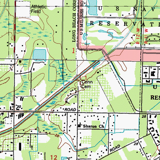 Topographic Map of Conn Cemetery, MS