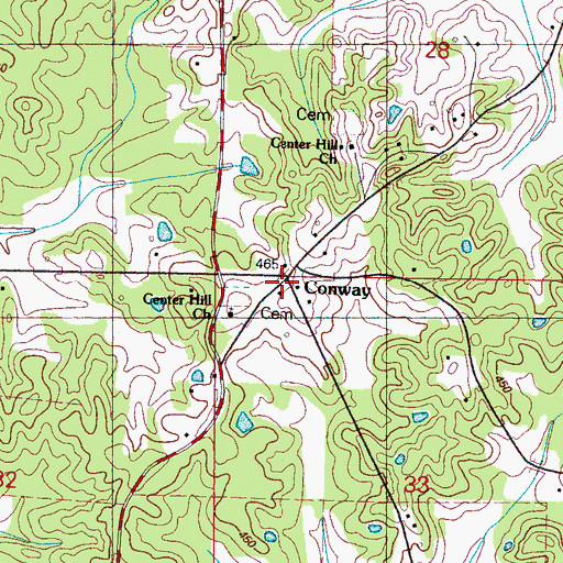 Topographic Map of Conway, MS