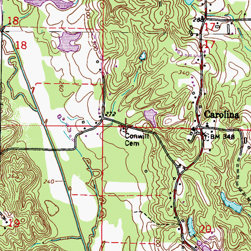 Topographic Map of Conwill Cemetery, MS
