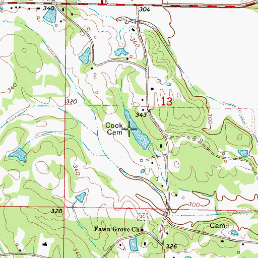Topographic Map of Cook Cemetery, MS