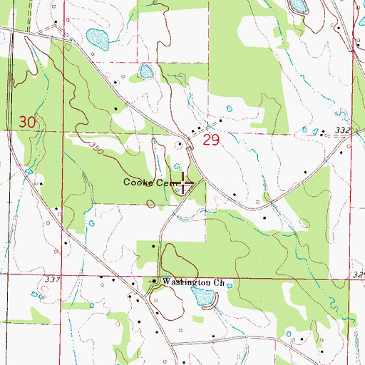 Topographic Map of Cooke Cemetery, MS