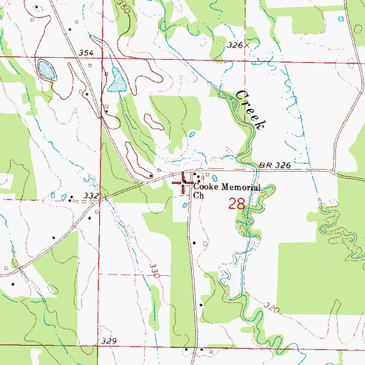 Topographic Map of Cooke Memorial Church, MS