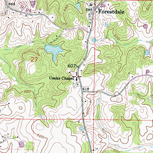 Topographic Map of Cooks Chapel, MS