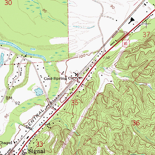 Topographic Map of Cool Spring Church, MS