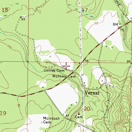Topographic Map of Cooley Cemetery, MS