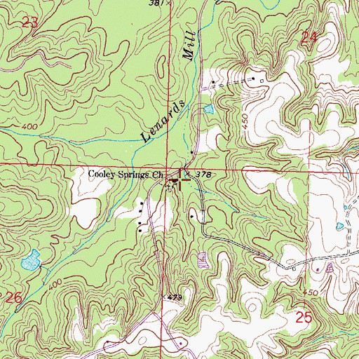 Topographic Map of Cooley Springs Church, MS