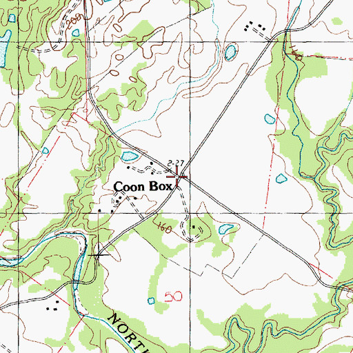 Topographic Map of Coon Box, MS