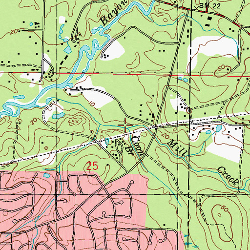 Topographic Map of Coon Branch, MS