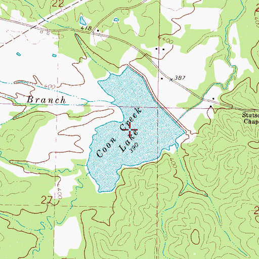 Topographic Map of Coon Creek Lake, MS