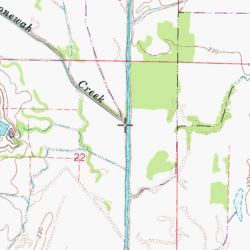 Topographic Map of Coonewah Creek, MS