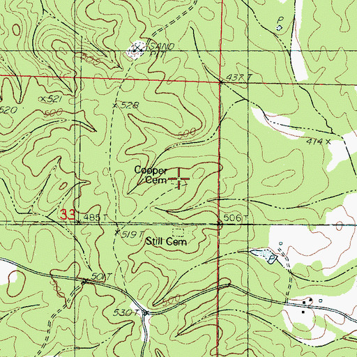 Topographic Map of Cooper Cemetery, MS
