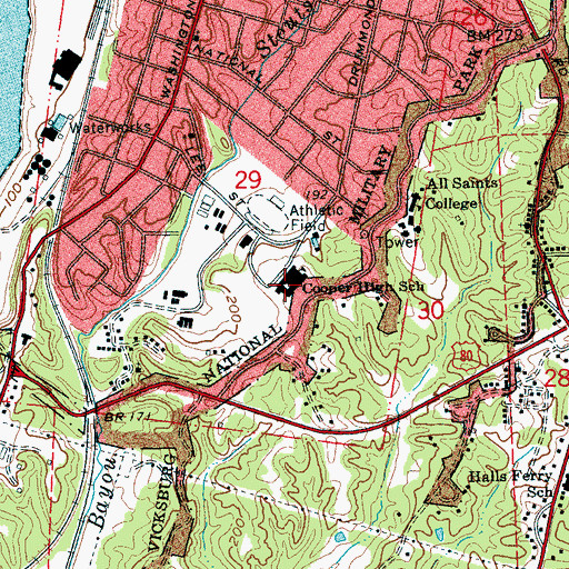 Topographic Map of Cooper High School, MS