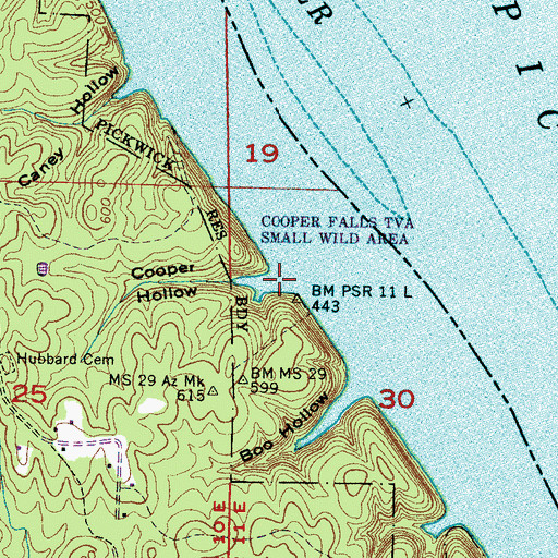 Topographic Map of Cooper Hollow, MS