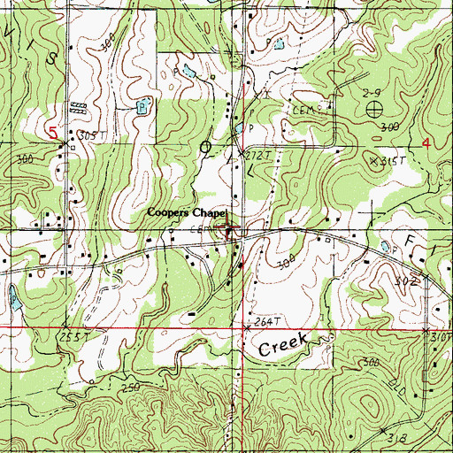 Topographic Map of Coopers Chapel, MS