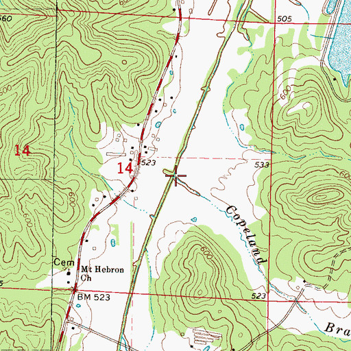 Topographic Map of Copeland Branch, MS