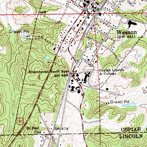 Topographic Map of Copiah Lincoln Junior College, MS