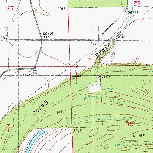 Topographic Map of Cordy Brake, MS
